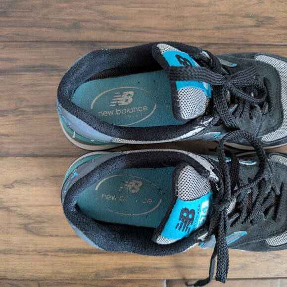 New Balance 574 sneakers shoes black turquoise size 7 - Picture 12 of 16